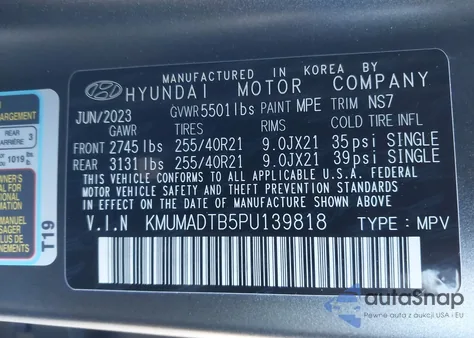 2023 Genesis Gv70 2.5T Awd z USA, uszkodzony, nr VIN KMUMADTB5PU139818